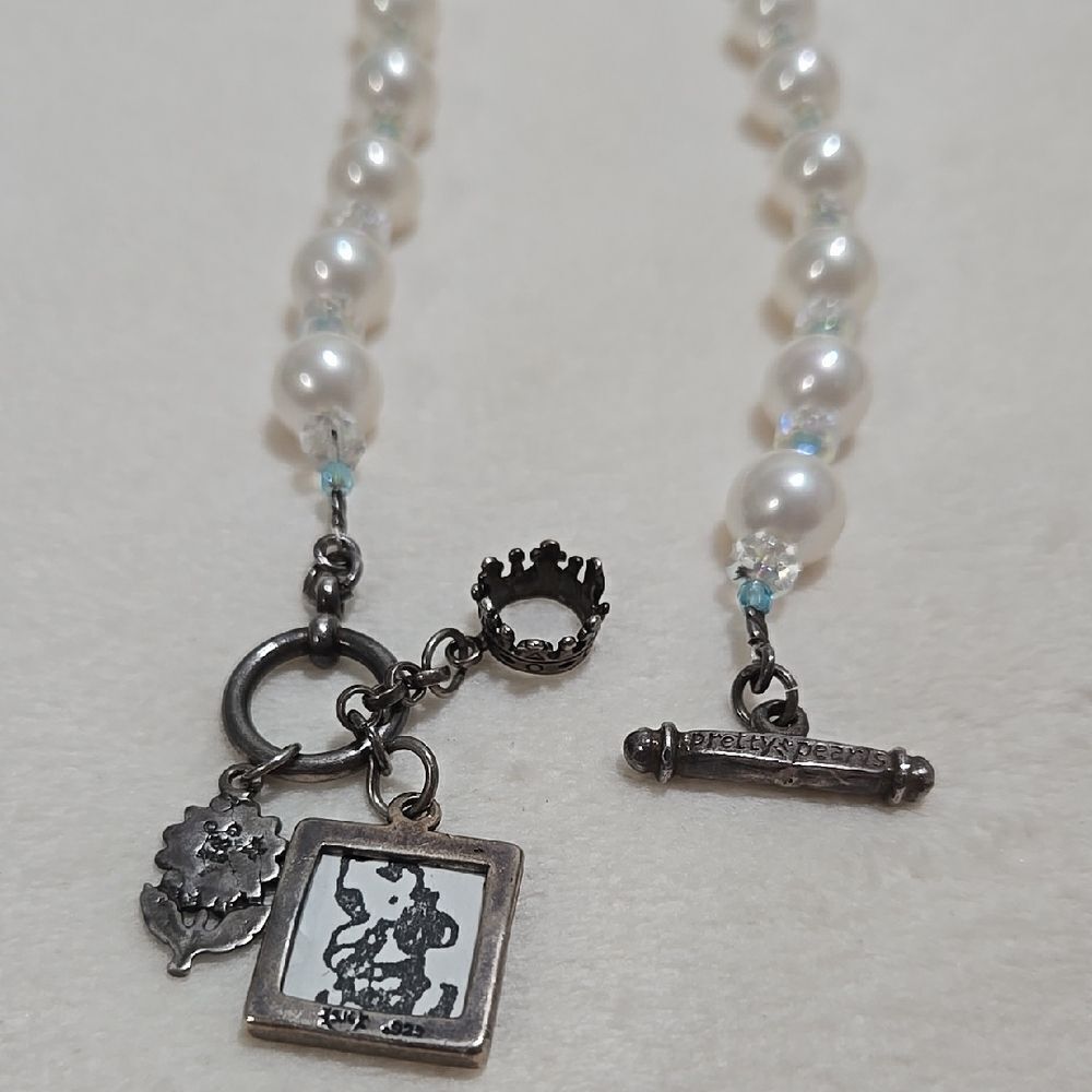 Pearl and Sterling Silver Charm Necklace
